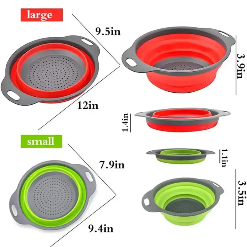Round Collapsible Colander Silicone Kitchen Fruit Vegetable Washing Basket Strainer Foldable Drainer Kitchen Gadgets