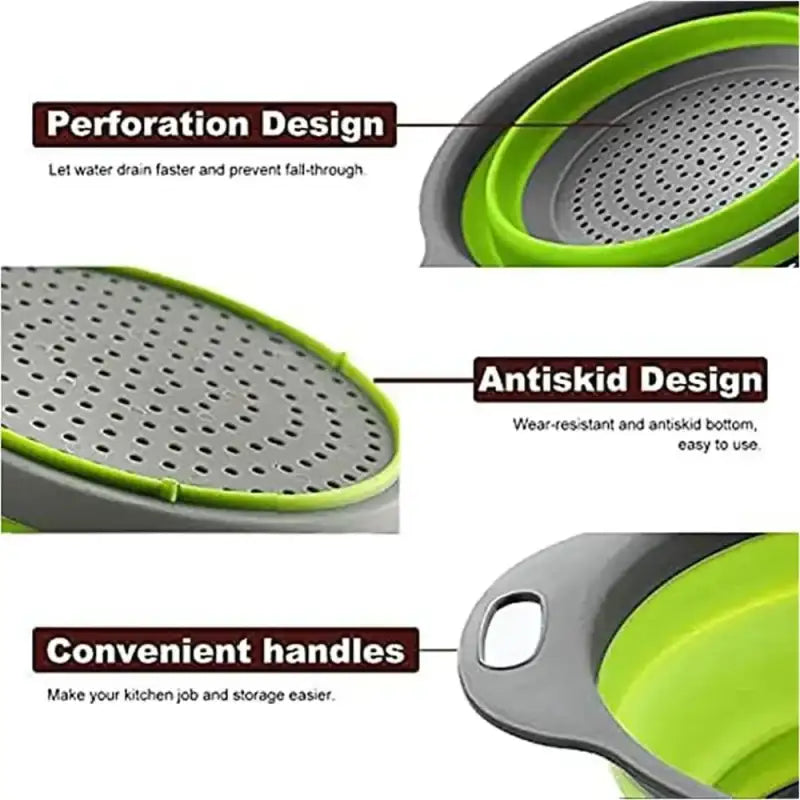 Round Collapsible Colander Silicone Kitchen Fruit Vegetable Washing Basket Strainer Foldable Drainer Kitchen Gadgets