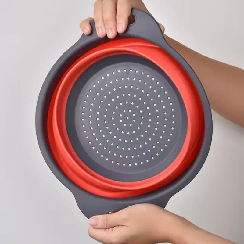 Round Collapsible Colander Silicone Kitchen Fruit Vegetable Washing Basket Strainer Foldable Drainer Kitchen Gadgets