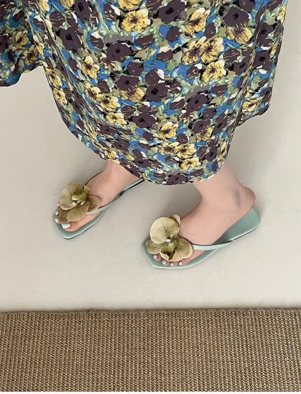 Summer Women Flower Flip Flop Fashion Clip Toe Flats Slide Ladies Casual Soft Sole Beach Slippers