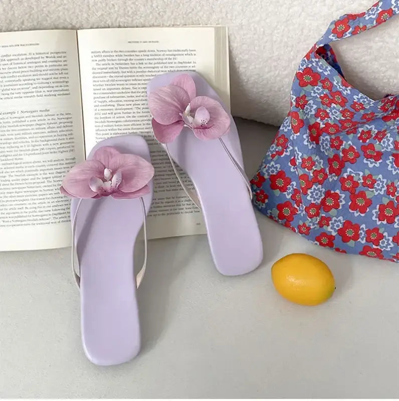 Summer Women Flower Flip Flop Fashion Clip Toe Flats Slide Ladies Casual Soft Sole Beach Slippers