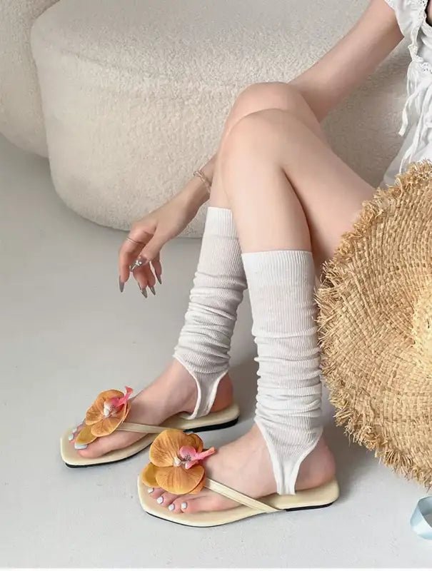 Summer Women Flower Flip Flop Fashion Clip Toe Flats Slide Ladies Casual Soft Sole Beach Slippers