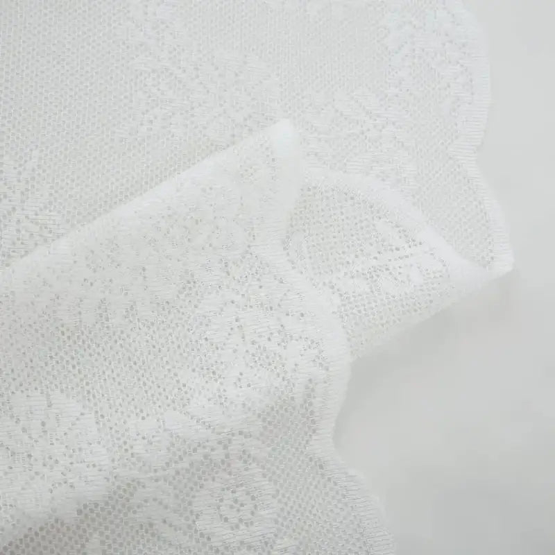 White Lace Curtains 84 Inches Long for Living Room Bedroom Scalloped Sheer Curtains Rose Floral Embroidered Farmhouse