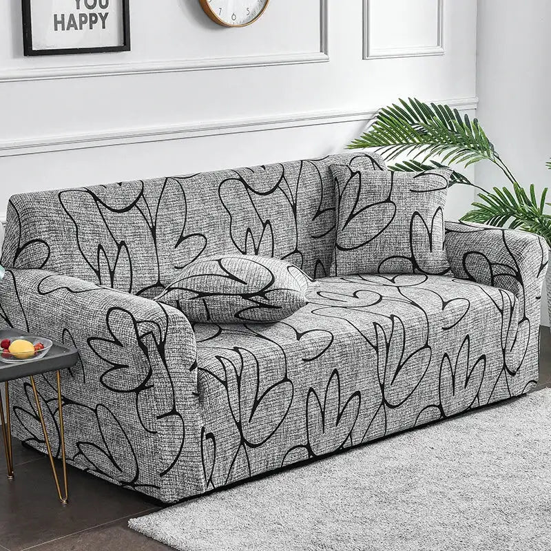 1pc Flower Printed Elastic Sofa Cover Antidirty Spandex Sofa Cover Furniture Protector for Bedroom Office Living Room