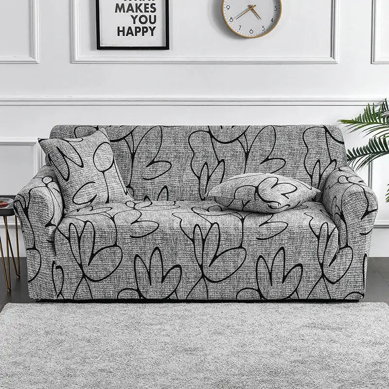 1pc Flower Printed Elastic Sofa Cover Antidirty Spandex Sofa Cover Furniture Protector for Bedroom Office Living Room