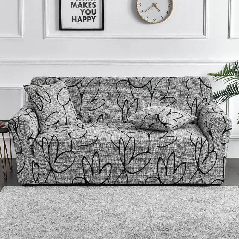 1pc Flower Printed Elastic Sofa Cover Antidirty Spandex Sofa Cover Furniture Protector for Bedroom Office Living Room