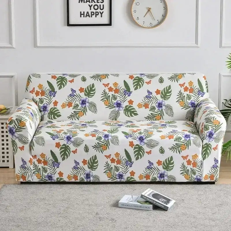 1pc Flower Printed Elastic Sofa Cover Antidirty Spandex Sofa Cover Furniture Protector for Bedroom Office Living Room
