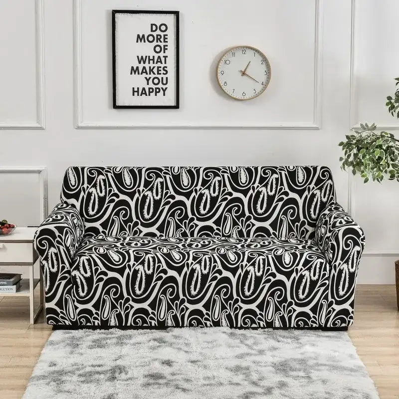 1pc Flower Printed Elastic Sofa Cover Antidirty Spandex Sofa Cover Furniture Protector for Bedroom Office Living Room