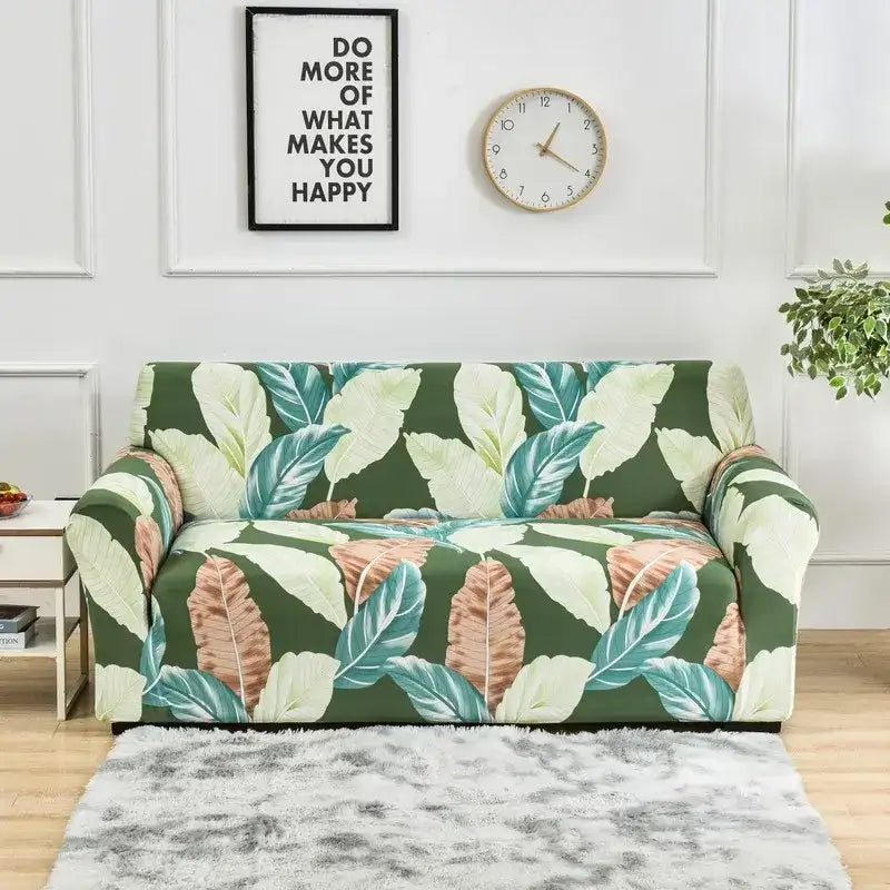 1pc Flower Printed Elastic Sofa Cover Antidirty Spandex Sofa Cover Furniture Protector for Bedroom Office Living Room