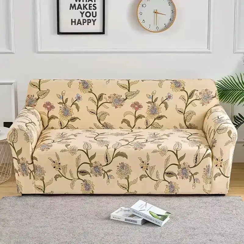 1pc Flower Printed Elastic Sofa Cover Antidirty Spandex Sofa Cover Furniture Protector for Bedroom Office Living Room