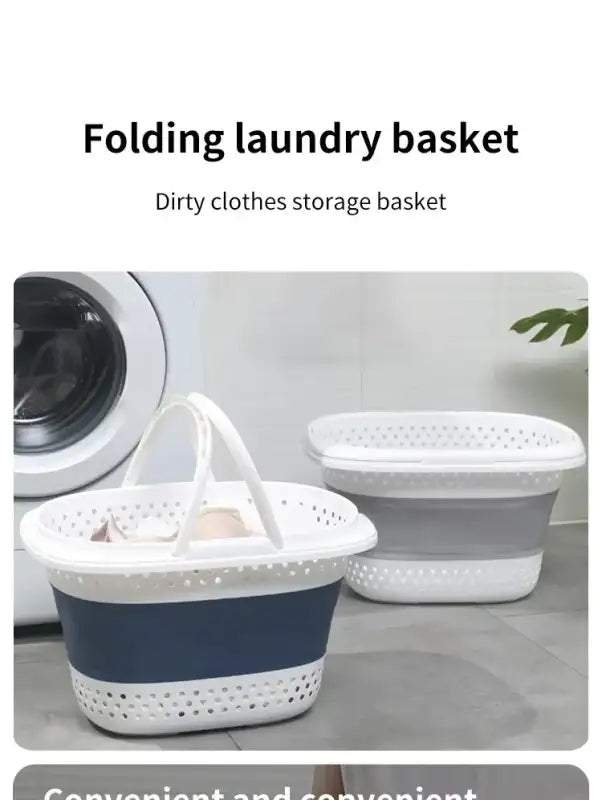 Collapsible Plastic Laundry Basket Folding Pop Up Bathroom Dirty Clothes Basket Household Plastic Large Storage