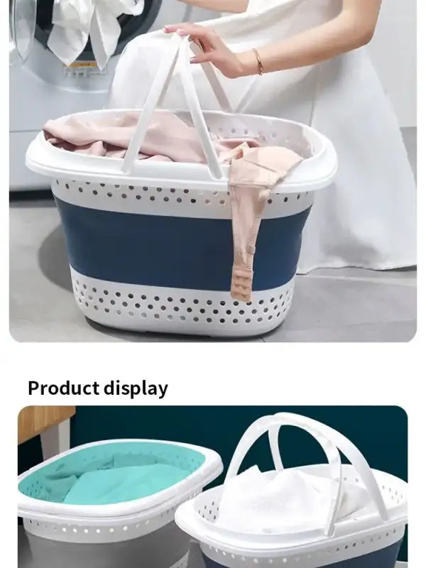 Collapsible Plastic Laundry Basket Folding Pop Up Bathroom Dirty Clothes Basket Household Plastic Large Storage