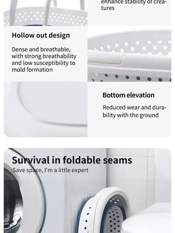 Collapsible Plastic Laundry Basket Folding Pop Up Bathroom Dirty Clothes Basket Household Plastic Large Storage