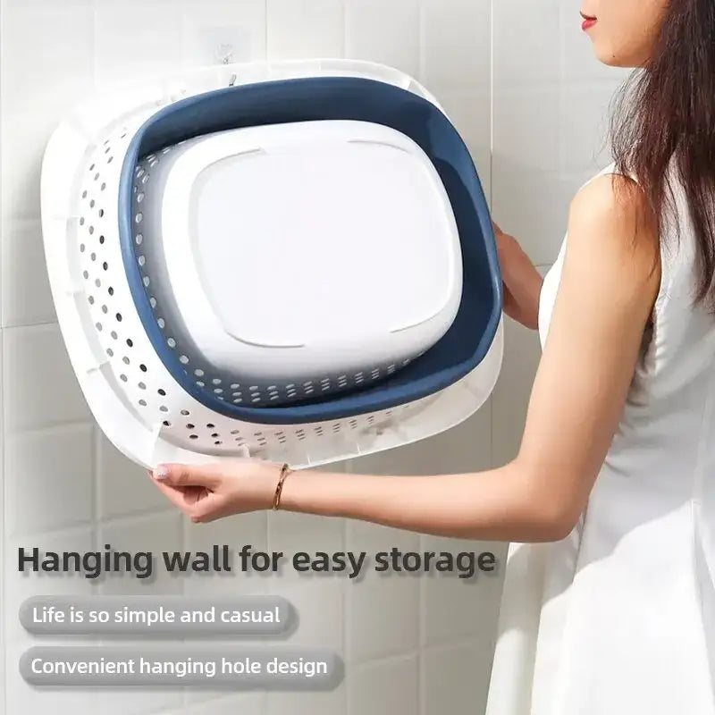 Collapsible Plastic Laundry Basket Folding Pop Up Bathroom Dirty Clothes Basket Household Plastic Large Storage