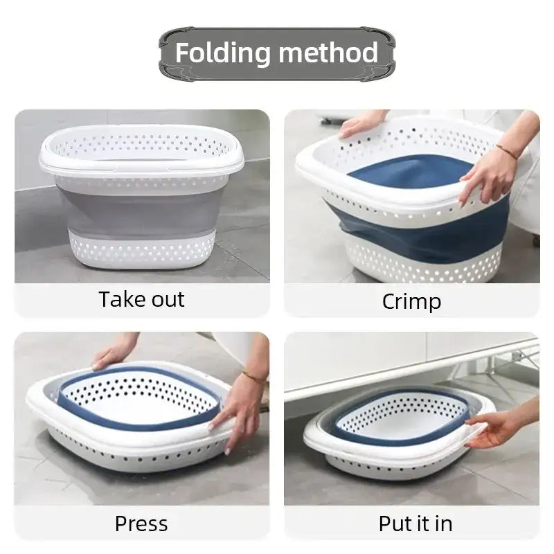 Collapsible Plastic Laundry Basket Folding Pop Up Bathroom Dirty Clothes Basket Household Plastic Large Storage