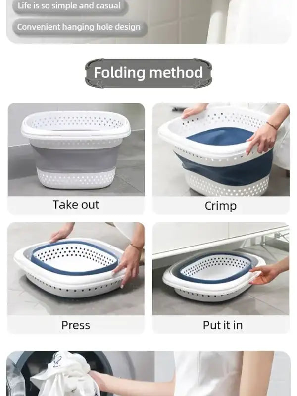 Collapsible Plastic Laundry Basket Folding Pop Up Bathroom Dirty Clothes Basket Household Plastic Large Storage