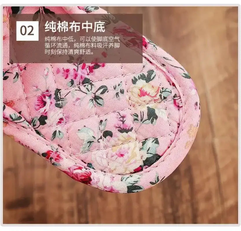 Couple’s Four Seasons Home Indoor Silent and Mute Pure Cotton Fabric Sole Soft Sole Non Harmful Solid Wood Floor