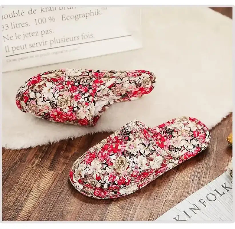 Couple’s Four Seasons Home Indoor Silent and Mute Pure Cotton Fabric Sole Soft Sole Non Harmful Solid Wood Floor