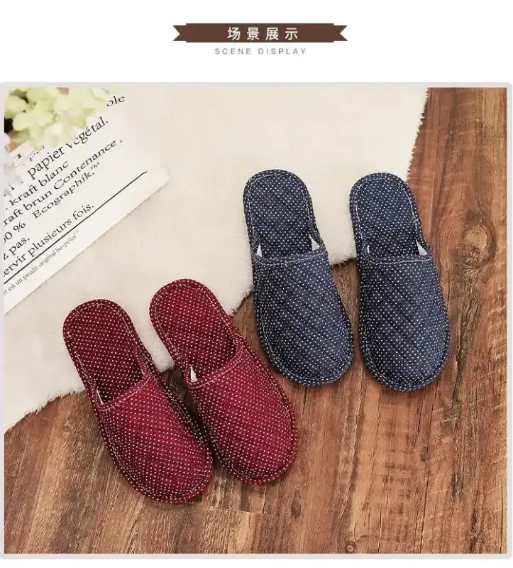 Couple’s Four Seasons Home Indoor Silent and Mute Pure Cotton Fabric Sole Soft Sole Non Harmful Solid Wood Floor