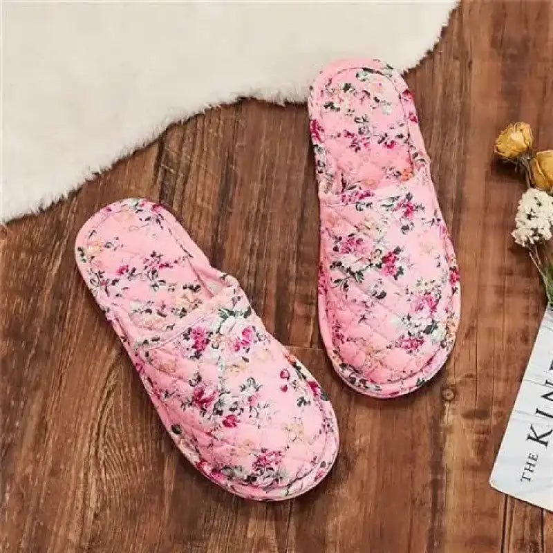 Couple’s Four Seasons Home Indoor Silent and Mute Pure Cotton Fabric Sole Soft Sole Non Harmful Solid Wood Floor