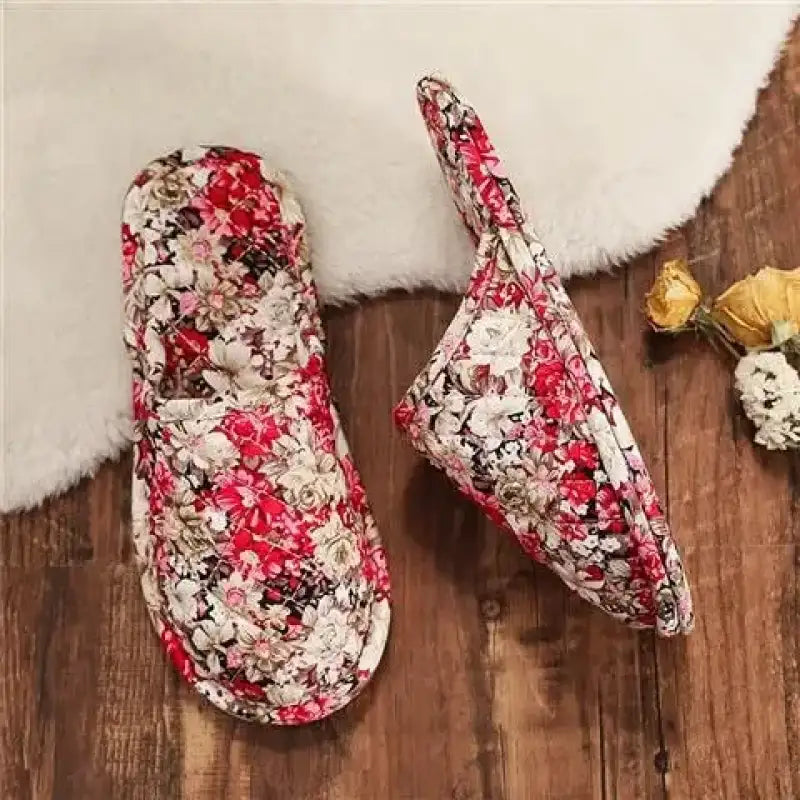 Couple’s Four Seasons Home Indoor Silent and Mute Pure Cotton Fabric Sole Soft Sole Non Harmful Solid Wood Floor