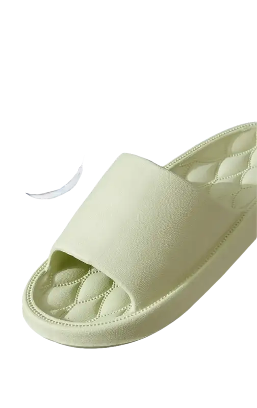 Light green slide sandal.