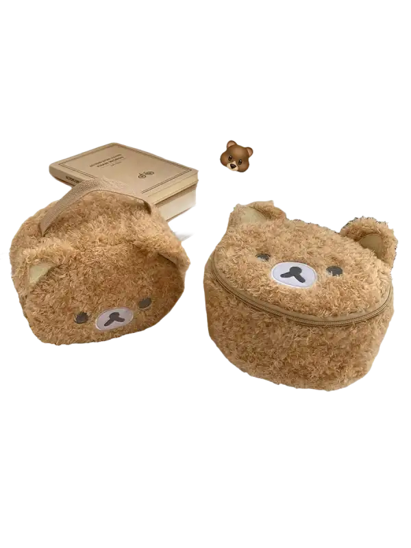 Fuzzy bear-shaped bags.