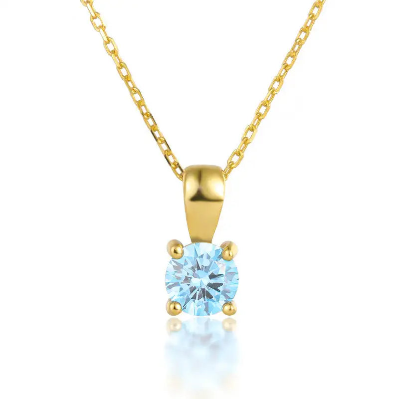 December Birthstone Silver Necklace for Seniors - 3 Months Light Blue