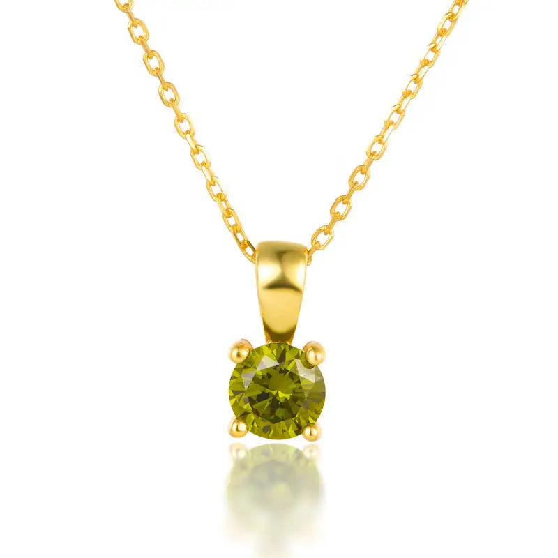 December Birthstone Silver Necklace for Seniors - 8 Months Olive Green