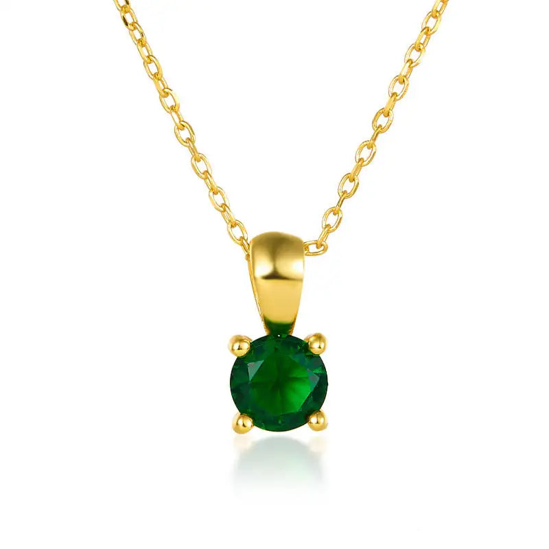 December Birthstone Silver Necklace for Seniors - May Ancestor Green