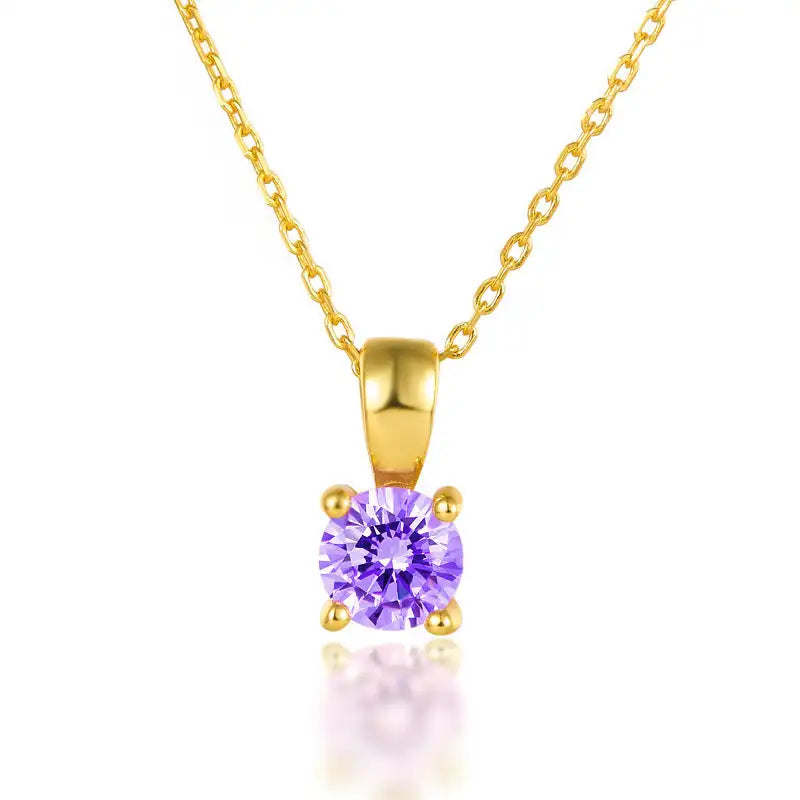 December Birthstone Silver Necklace for Seniors - Purplish Red In February
