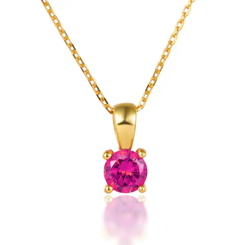 December Birthstone Silver Necklace for Seniors - Rose Red In October