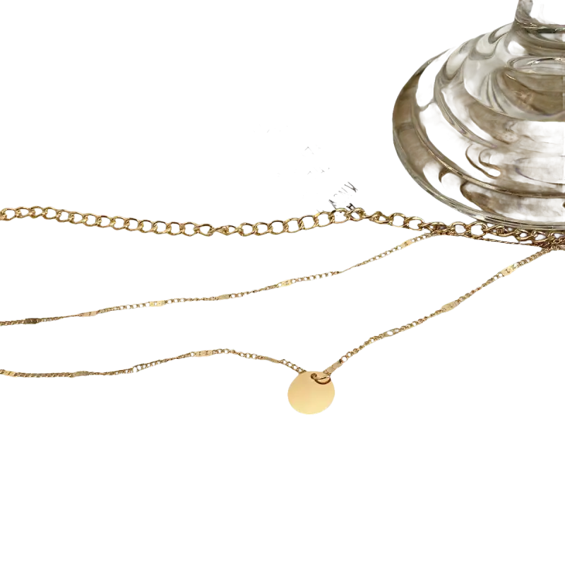 Gold layered necklace.