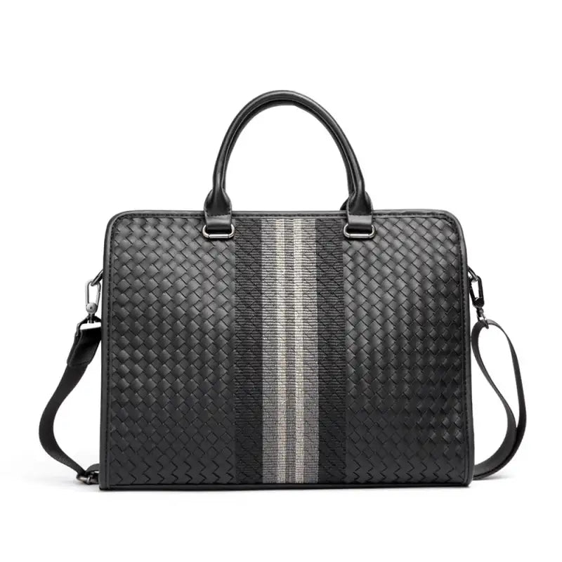 Woven Crossbody Briefcase for Men - Black