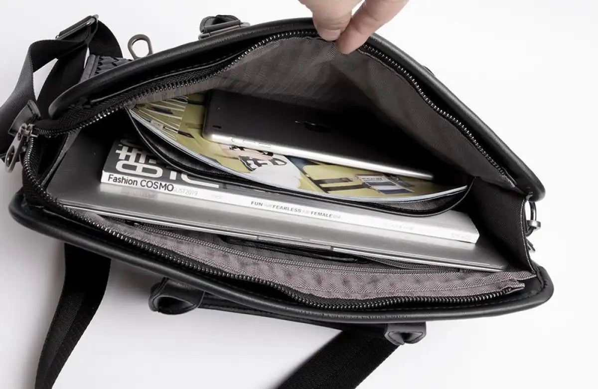 Woven Crossbody Briefcase for Men - Black