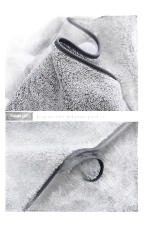 Gray supersoft microfiber towel with hanging loop from Gray Stripes and Sass Towel Set