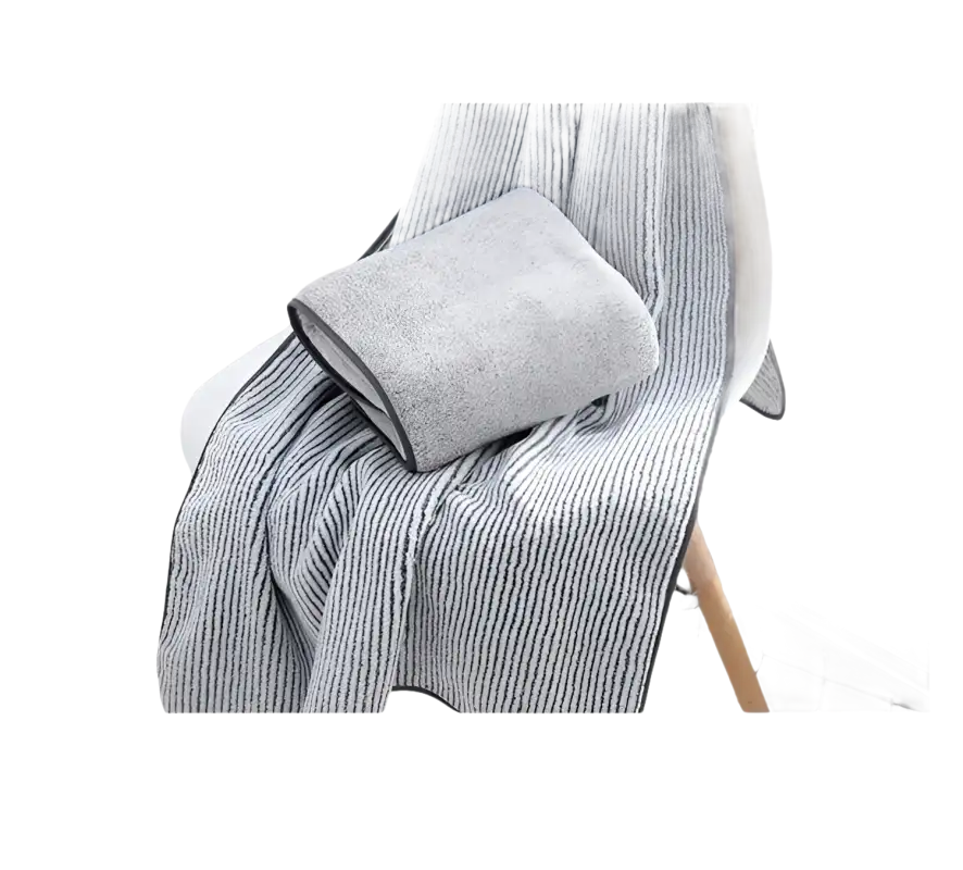 Gray Stripes and Sass microfiber towel set with supersoft microfiber towel and antibacterial design