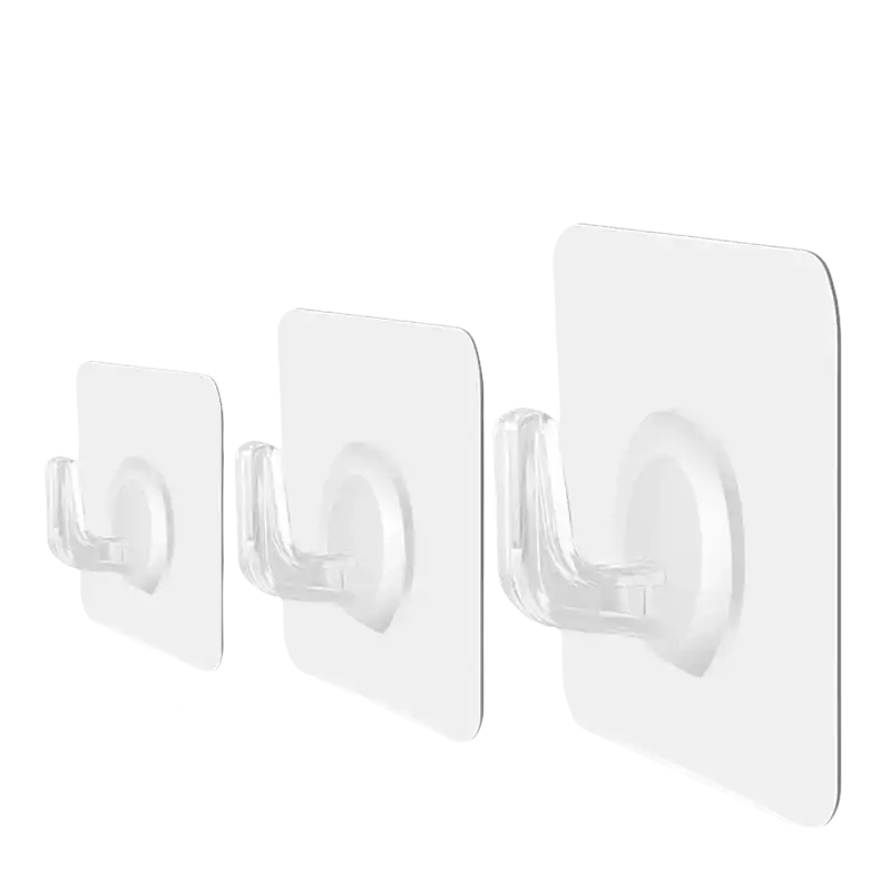 Transparent door wall hook with 20pcs self-adhesive hooks for easy hanging