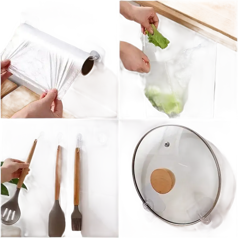 Kitchen organization with Grin and Hang transparent door wall hook 20pcs self-adhesive hook