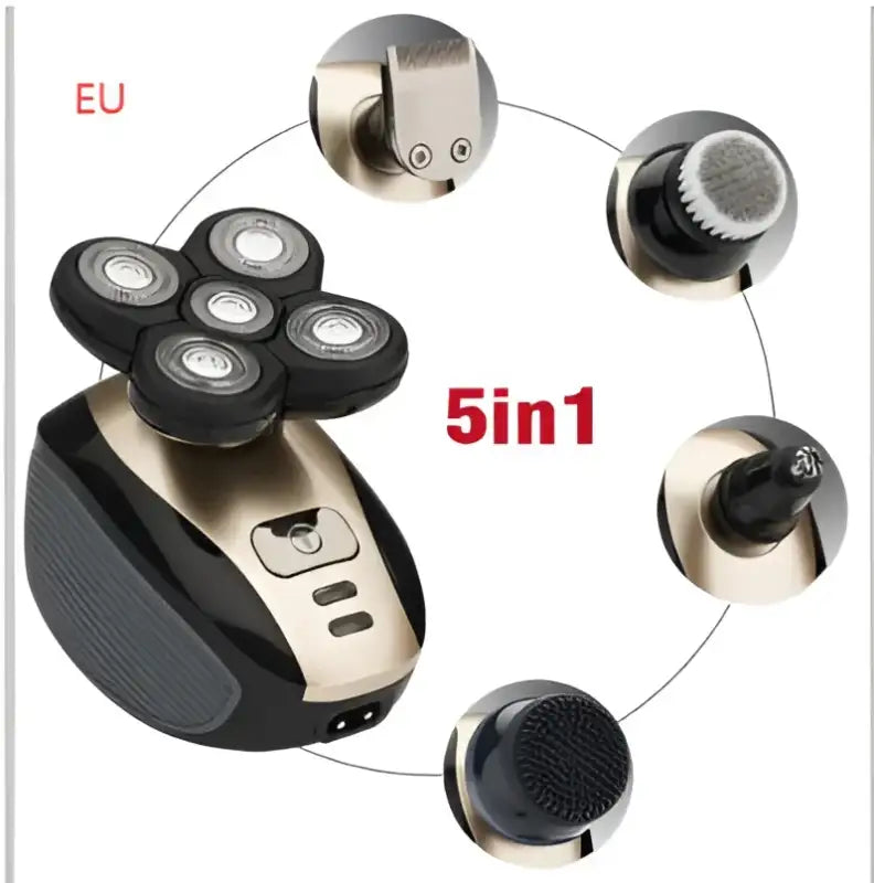 GroomPro 5-in-1 Rechargeable Shaving Kit - Black gold EU Plug