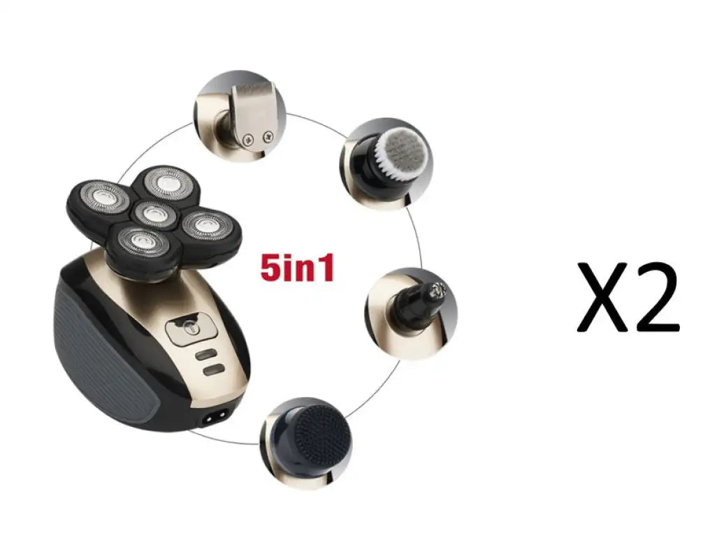 GroomPro 5-in-1 Rechargeable Shaving Kit - Black gold X 2pcs