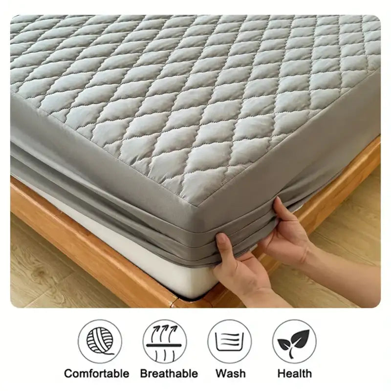 Waterproof Throw Mattress Cover Bed Fitted Sheet Mattress Protector Single/Double/140/160 Muti Size Gray/White