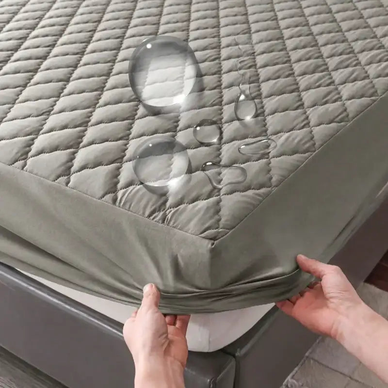 Waterproof Throw Mattress Cover Bed Fitted Sheet Mattress Protector Single/Double/140/160 Muti Size Gray/White - Yellow