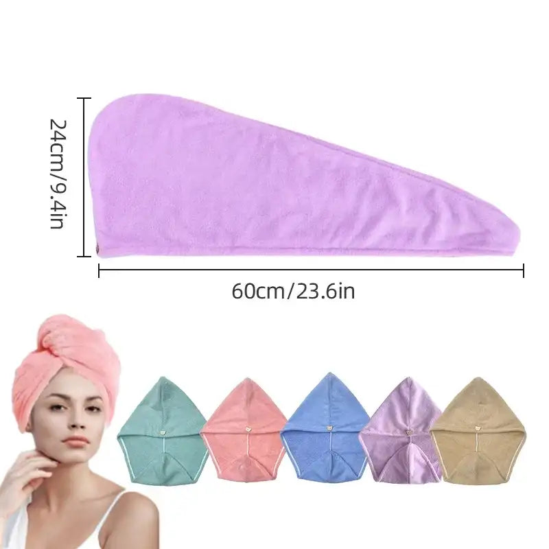 Microfiber Hair Towel Wrap for Women Shower Spa Head Wrap Hair Drying Hat Turban Microfiber Terry Dry Absorbent Quick