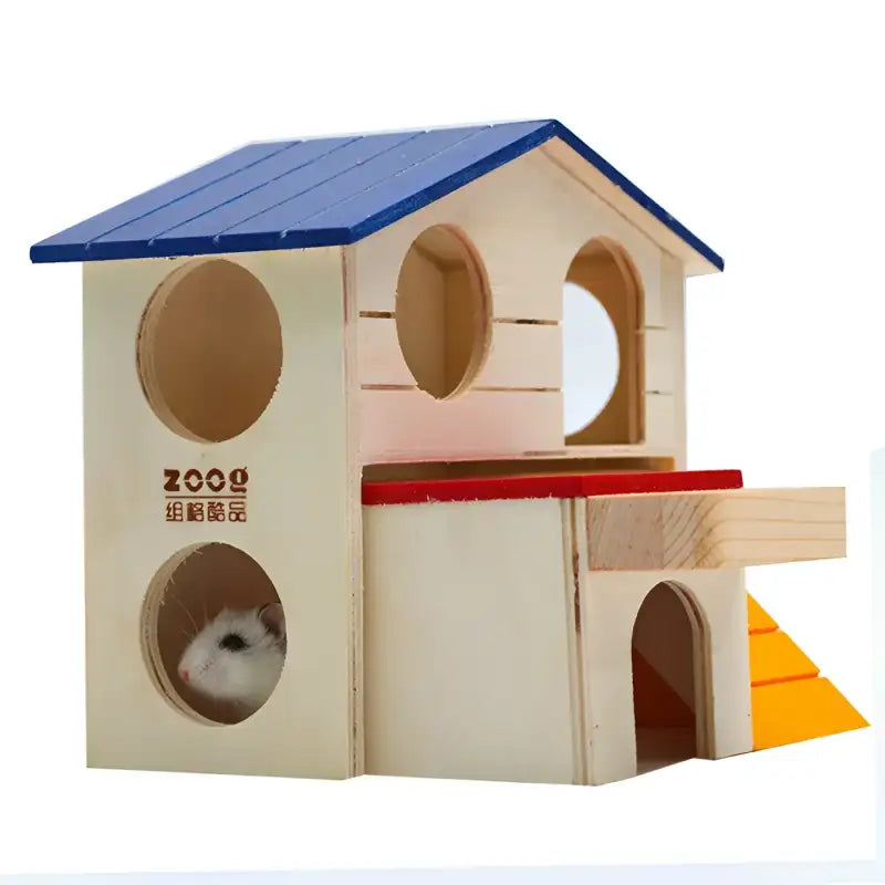 Hamster Haven: Blue Roof Chew Villa 🐹🏡💙 - 17x17x15 / Blue top villa