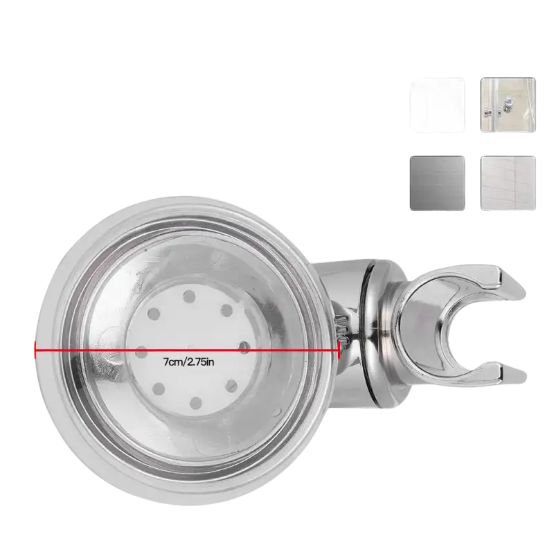 Chrome shower head holder.
