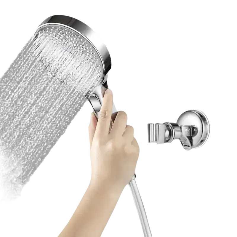 Handheld Shower Head with Adjustable Shower Rack and Vacuum Suction Cup Mount