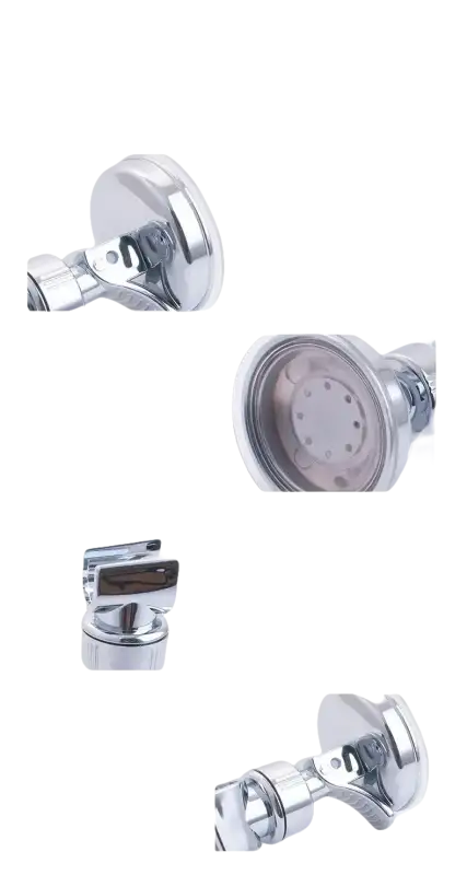 Chrome shower head features with an adjustable shower rack and vacuum suction cup