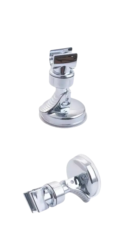 Trendy chrome shower head holder on adjustable shower rack with vacuum suction cup