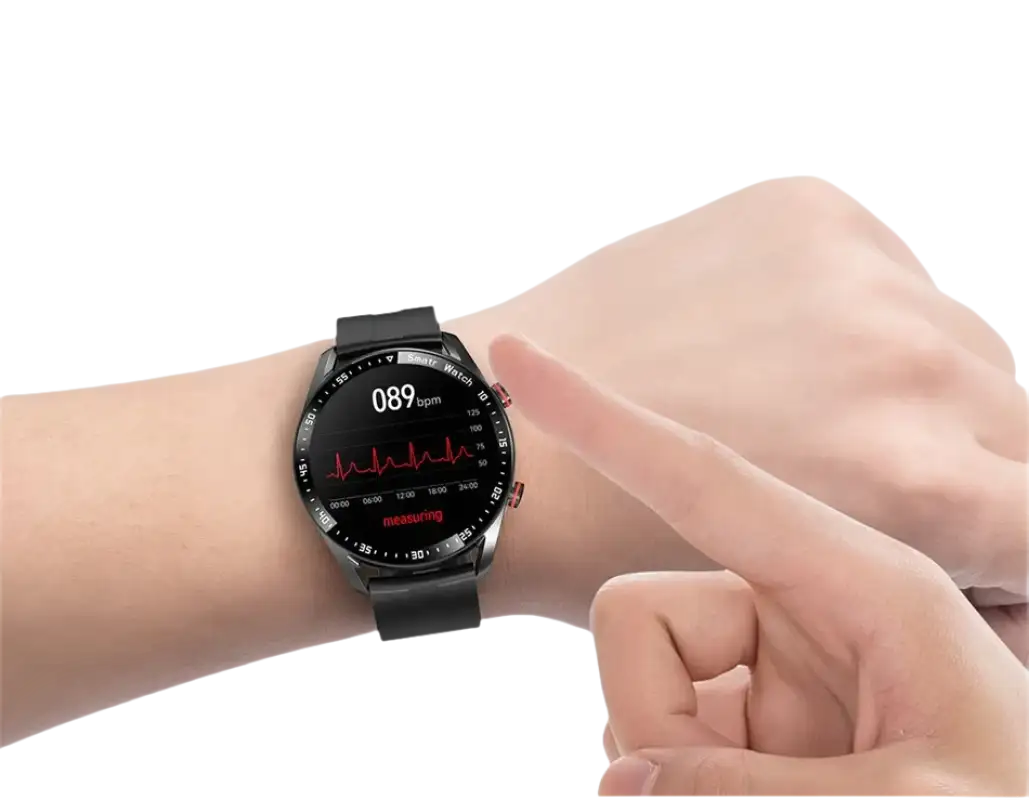 Smartwatch displaying heart rate.